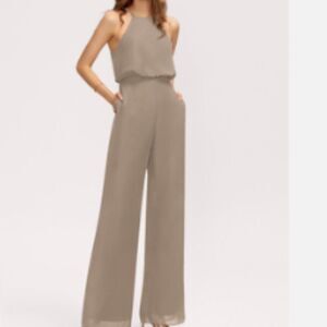 JJ's House Taupe chiffon jumpsuit NWT size 16